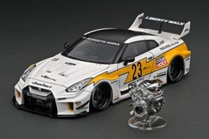 WEB限定70台モデル IG2959 イグニッションモデル 1/18 LB-Silhouette WORKS GT Nissan 35GT-RR White/Yellow With Engine ignition model