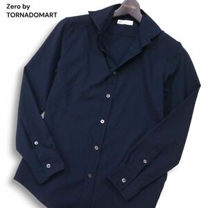 22SS★ Zero by TORNADOMART トルネードマート 通年 吸水速乾★ ドットエアー サッカー 長袖 シャツ Sz.M　メンズ ネイビー　I4T02389_8#C