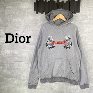 『Dior』ディオール (L) ローズ薔薇柄 ロゴプルオーバーパーカー