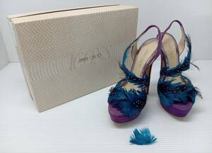 ★ JIMMY CHOO ジミーチュウ サンダル MARLENE パンプス SUEDE VIOLET 牛革 サイズ37 バイオレット 夏