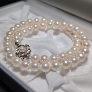 【ジュエリーマキ 大珠】アコヤ真珠 8.0-8.5mm 43.5cm ホワイト ネックレス 本真珠 アクセサリー SILVER pearl あこや パール