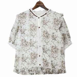 axes femme アクシーズファム 春夏 半袖 【花柄 フラワー 総柄】 フリル シャツ ブラウス Sz.M　レディース　E4T01739_7#A