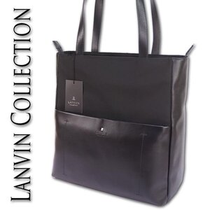 ランバンコレクション LANVIN COLLECTION A4 トートバッグ メンズ ブラック 黒 正規品 新品 定価42,900円 レザー ビズトート 防水 日本製