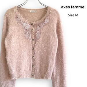 axes famme アクシーズファム フラワー レース カーディガン M