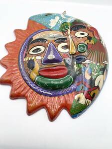 #12973 太陽と月　壁掛け　コレクション　昭和　レトロ　アンティーク　顔　壁掛け　飾り　陶器　置物