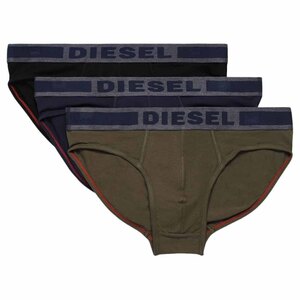 * 正規品 DIESEL ボクサー ブリーフ パンツ ディーゼル アンダーウエア Black/Navy/Olive 3枚セット / XL *