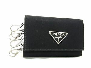 1円 PRADA プラダ テスートナイロン 6連 キーケース 鍵入れ メンズ レディース ブラック系 BG9428