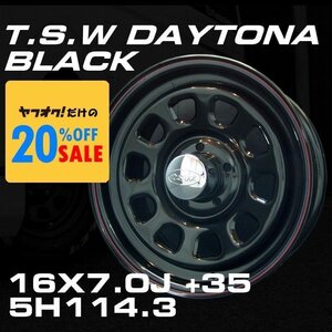 ▼ 特価 TSW デイトナ DAYTONA ブラック 16×7J +35 5穴 114.3 スチール ホイール 4本セット [100系 ハイエース / 152系 ハイラックスなど]