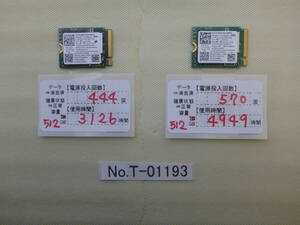 管理番号T-01193 / SSD / M.2 2230 / NVMe / 512GB / 2個セット / ゆうパケット発送 / データ消去済み / ジャンク扱い