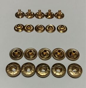 【送料無料】バネホック 10ｍｍ 薄いゴールド 10組 レザークラフト ボタン