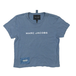 マークジェイコブス MARC JACOBS Tシャツ カットソー フロントロゴ プリント 半袖 クルーネック コットン ブルー L レディース