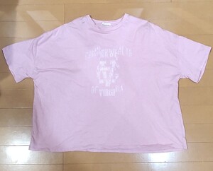 送料無料！earth music&ecology(アースミュージックアンドエコロジー)ピンクの半袖ドルマンスリーブカットソー/Tシャツ/レディースMサイズ