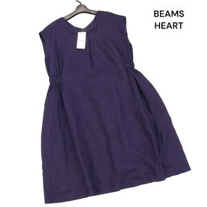 【新品 未使用】 BEAMS HEART ビームス ハート 春夏 ウエストドロスト♪ ノースリーブ ワンピース Sz.F　レディース　K4T01119_7#D