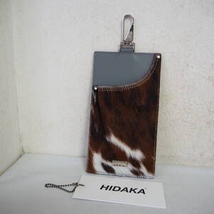 *極美品*日本製*HIDAKA/ヒダカ*スマホケース*レザー*ベルトポーチ*H01AC26B*ブラウン×グレー*