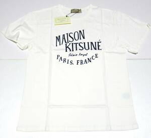 ★メゾンキツネ Maison Kitsune Mサイズ 半袖 Tシャツ ロゴ 男女兼用 ホワイト