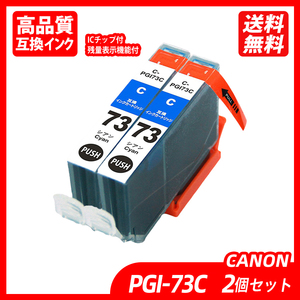 PGI-73C 2個セット シアン キヤノン用互換インク canon ICチップ付 残量表示機能付 PGI-73PBK PGI-73MBK PGI-73C PGI-73M ;B10761;