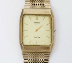 ♪hayy2937-1 507 SEIKO セイコー DOLCE ドルチェ 6030-5530 ゴールド文字盤 QZ メンズウォッチ 腕時計 腕周り約20cm 電池未交換