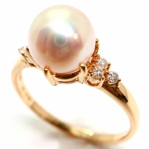 TASAKI(田崎真珠)《K18 天然ダイヤモンド/アコヤ本真珠リング》J 約3.1g 約13号 0.08ct diamond ring ジュエリー jewelry 指輪 EB4/EB7