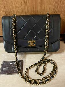 1000円~正規品シャネル CHANEL マトラッセ ダイアナフラップラムスキン チェーンショルダーバッグ ヴィンテージ カードあり