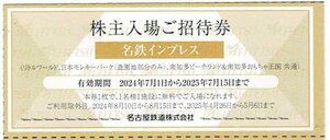 即決あり 名鉄 株主入場ご招待券　リトルワールド　南知多ビーチランド　モンキーパーク　1～10枚　2025/7/15まで　