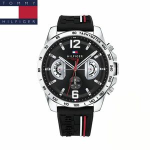 トミーヒルフィガー TOMMYHILFIGER メンズ マルチファンクション 腕時計 1791473 曜日 日付 カレンダー ブラック 防水 アナログ ラバー