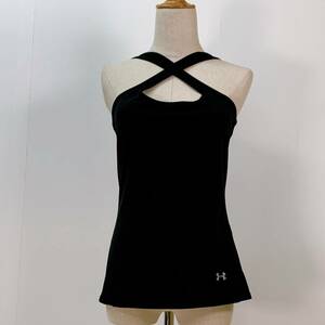 S1691 ★美品★ UNDER ARMOUR レディース タンクトップ 人気 黒 無地 ストレッチ 万能 シンプル スポーティスタイル 薄手 トレーニング