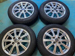 中古スタッドレスセット ミルアス 14インチ 5.5j +38 PCD100 ヨコハマ 165/65R14 2018年 タンク ルーミー 