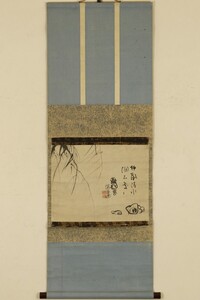 【真作 高橋文鳳堂箱書「中間堂」蔵印有】掛軸「与謝蕪村 柳石画賛」江戸中期 俳人 絵師 俳画大成者 書画