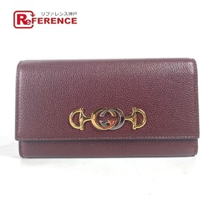 未使用 GUCCI グッチ 573612 ズゥミ コンチネンタルウォレッ ロングウォレット 2つ折り GG 長財布 ワインレッド レディース【中古】