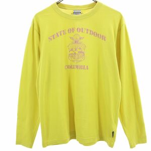 コロンビア アウトドア プリント 長袖 Tシャツ M イエロー系 Columbia ロンT メンズ