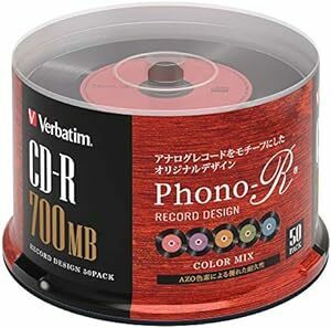 Verbatim バーベイタム データ用 CD-R レコードデザイン 700MB 50枚 カラーMIX Phono-R (フォノア