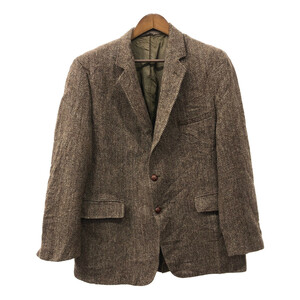 80年代 USA製 Harris Tweed ハリスツイード ウール テーラードジャケット ブレザー ブラウン (メンズ L相当) 中古 古着 Q7767