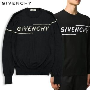 19 国内正規品 GIVENCHY ジバンシィ BM90B4404 WooL Knit Sweater ウール ロゴ ニット セーター トップス S ブラック メンズ