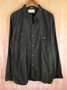 AS8661 SUGAR CANE シュガーケーン コットンサテン ワークシャツ SC28993 ブラック X-LARGE 17-17 1/2 美品