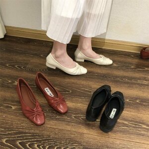 平底 シングルシューズ 37 ブラック