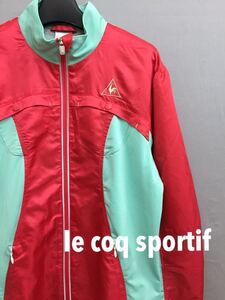 ルコック le coq sportif 【美品】ウィンドジャケット 指通しあり レッド×グリーン レディース Oサイズ ～▼&