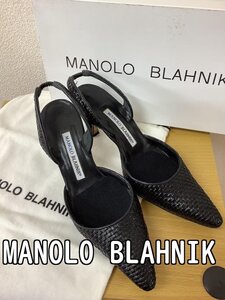 マノロ・ブラニク (MANOLO BLAHNIK) セパレートパンプス バックストラップ 黒 サイズ35