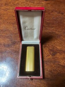 喫煙具Cartier カルティエ オーバルガスライター総波柄　ゴールド中古着火確認（本物保証）