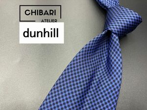 【超美品】dunhill　ダンヒル　チェック柄　ネクタイ　3本以上送料無料　ネイビー　0702151