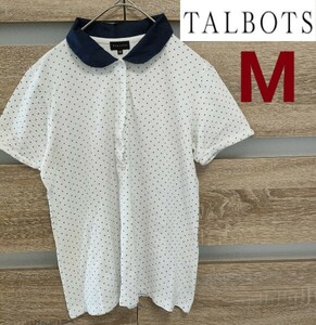 TALBOTS（タルボット）ドット柄ポロシャツ M 白 美品（Jy65）半袖総柄 No.7251012-809 ■ネコポス発送！②