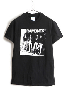 人気 黒 00s オールド ■ RAMONES ラモーンズ プリント 半袖 Tシャツ ( メンズ レディース S ) 古着 プリントT ロックT バンドT モノトーン