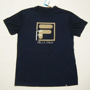 フィラ　FILA　BIELLA ITALIA　カジュアルスポーツ用高機能プリントTシャツ　紺色　サイズ L　クルーネックモデル　吸水速乾/UVカット機能