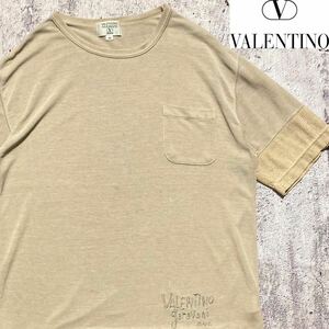 ★ 80s VALENTINO GARAVANI ポリノジック オーバーサイズ Tシャツ サイズ約XL ベージュ★ デザイナーズ acne margiela stussy supreme