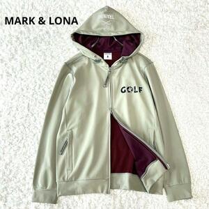 極美品◎ マークアンドロナ MARK & LONA ダンボールニット パーカー 裏起毛 ストレッチ Two Lives TR Tech Hoodie ゴルフ スカルロゴ 46