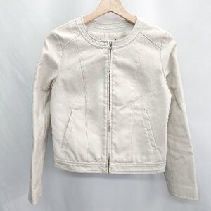 ◇ ⊇ N. Natural Beauty Basic エヌ 長袖 レザージャケット サイズS ホワイト系 レディース E