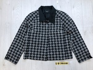 TALBOTS タルボット レディース 肩パッド 刺繍 総柄 裏地付き ジャケット P 黒白