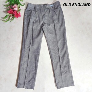 OLD ENGLAND 千鳥格子・ウール&シルク素材トラウザー・パンツ 表記サイズ36 S ダークネイビー&白 83005