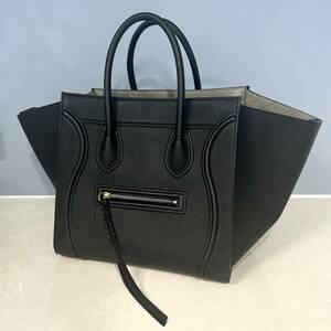 1円 CELINE セリーヌ ラゲージ ファントム ブラック レザー トートバッグ ハンドバッグ メンズ レディース