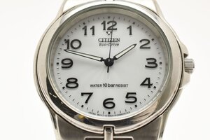 稼働品 シチズン エコドライブ ラウンド シルバー E030-K16253 クオーツ メンズ 腕時計 CITIZEN