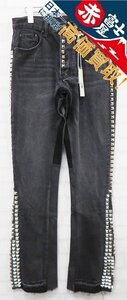 3P8533/未使用品 mnml B572 Studded Flare Denim M2023-D184-BLK-29 ミニマル スタッズブラックデニムパンツ